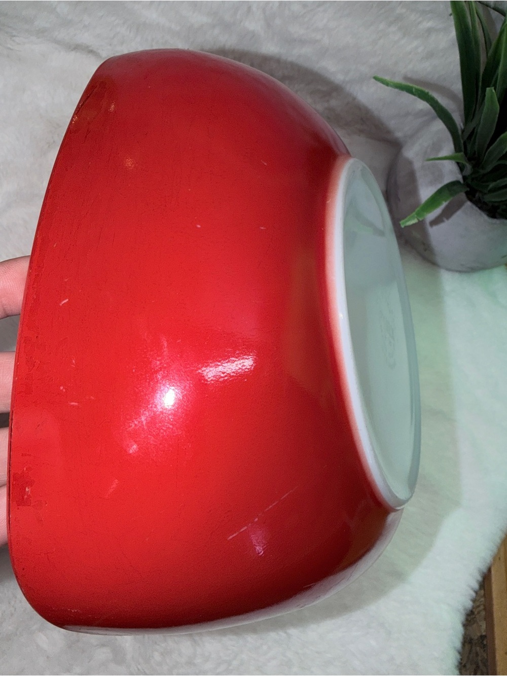 PYREX Vintage Square Red Milk Glass 2.5 Quart Cooking & Serving Bowl 🍒 - Picture 6 of 8